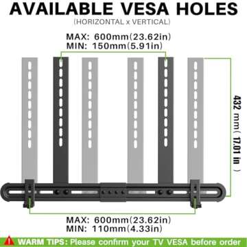 USX MOUNT Universal Soundbar Mount, Sound Bar TV Bracket for Soundbar with Speaker, Fits 2 Installat...