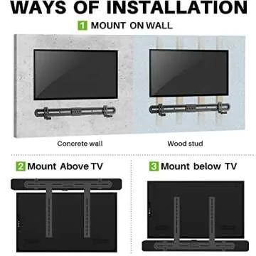 USX MOUNT Universal Soundbar Mount, Sound Bar TV Bracket for Soundbar with Speaker, Fits 2 Installation Options, Removable No-Slip Base Holder Extends 3.46”-6.06”