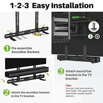 USX MOUNT Universal Soundbar Mount, Sound Bar TV Bracket for Soundbar with Speaker, Fits 2 Installation Options, Removable No-Slip Base Holder Extends 3.46”-6.06”