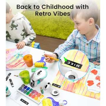 EazeID Embossing Label Maker, Manual Vintage Label Maker with 3 Tapes, 3D Portable Label Maker Embossed, Old School Label Maker Widely for Home, Office Organization and DIY Crafting -Omega Green, 9mm