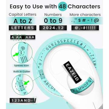 EazeID Embossing Label Maker, Manual Vintage Label Maker with 3 Tapes, 3D Portable Label Maker Embossed, Old School Label Maker Widely for Home, Office Organization and DIY Crafting -Omega Green, 9mm
