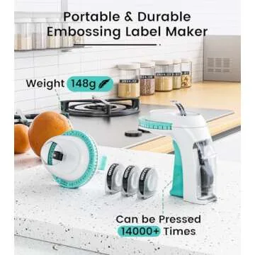 EazeID Embossing Label Maker, Manual Vintage Label Maker with 3 Tapes, 3D Portable Label Maker Embossed, Old School Label Maker Widely for Home, Office Organization and DIY Crafting -Omega Green, 9mm