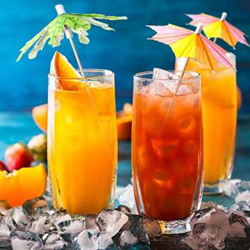 100 Pieces Umbrella Picks Drink Umbrellas Cocktail Picks Green Tropical Coconut Palm Tree Paper Umbrellas Cocktail Parasol Picks Cupcake Toppers Picks for Tropical