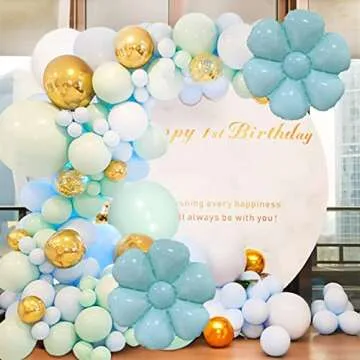 Birthday Party Decorations Flower Party Balloons Supplies Kids Happy Birthday Decorations (Blue)