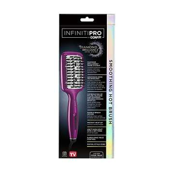 Conair Diamond-Infused Ceramic Smoothing Hot Brush/Straightening Brush, Pink, 400 Degree High-Heat with 3 Settings