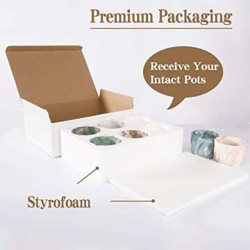 Miracliy Succulent Pots 2.75 inch Marble Mini Ceramic Planters Cactus Bonsai Flower Pots with Drainage Hole (Set of 6)