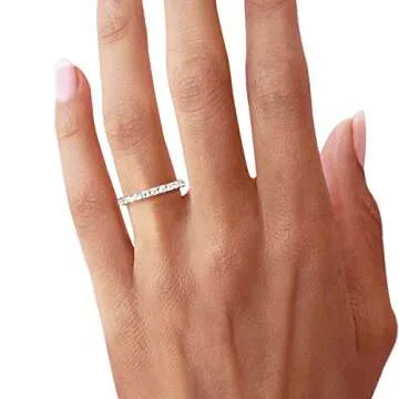 Bo.Dream 1.5mm Round Cubic Zirconia CZ Eternity Rings Wedding Band Sterling Silver Size 6.5
