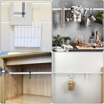 Goodtou 5 Pack Spring Tension Rods for Windows 28 to 48 Inch Adjustable White Tension Curtain Rods No Drilling Small Spring Loaded Curtain Rods for Closet Cupboard Bar