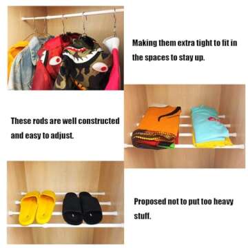 Goodtou 5 Pack Spring Tension Rods for Windows 28 to 48 Inch Adjustable White Tension Curtain Rods No Drilling Small Spring Loaded Curtain Rods for Closet Cupboard Bar