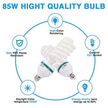 Yesker Softbox Lighting Kit for Photography Lighting, 2Pcs 20x28 inches Softbox with 85W 5500K E27 Bulb, Continuous Photography Lighting Kit for Photo Lighting and Video Recording