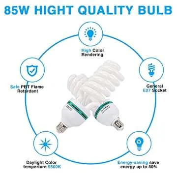 Yesker Softbox Lighting Kit for Photography Lighting, 2Pcs 20x28 inches Softbox with 85W 5500K E27 Bulb, Continuous Photography Lighting Kit for Photo Lighting and Video Recording