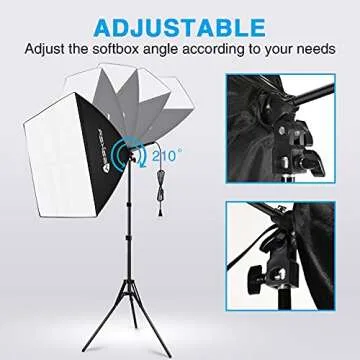Yesker Softbox Lighting Kit for Photography Lighting, 2Pcs 20x28 inches Softbox with 85W 5500K E27 Bulb, Continuous Photography Lighting Kit for Photo Lighting and Video Recording
