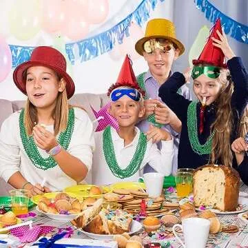 100PCS St Patricks Day Accessories, Green St. Patricks Day Beads Necklace, 33" Round Beads Irish Saint Patricks Necklaces Costume Bulk, Parade Throw Accessories for Wedding Birthday St. Patricks Decor