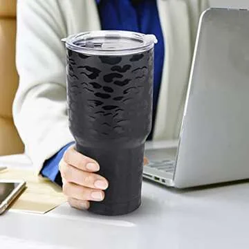 D·S 30oz Black Leopard Tumbler - Stylish & Insulated