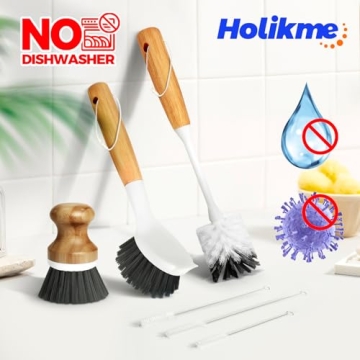Holikme 6 Pack Dish Brush Set for Kitchen Cleaning
