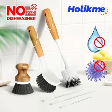 Holikme 6 Pack Dish Brush Set for Kitchen Cleaning