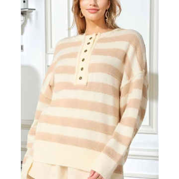 InterNos Women's Striped Pullover Sweater for All-Day Comfort