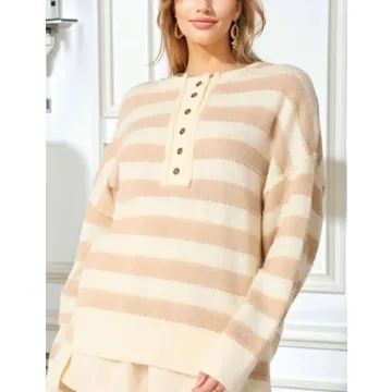 InterNos Women's Striped Pullover Sweater for All-Day Comfort