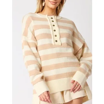 InterNos Women's Striped Pullover Sweater for All-Day Comfort