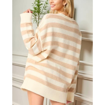InterNos Women's Striped Pullover Sweater for All-Day Comfort