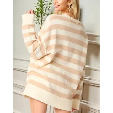 InterNos Women's Striped Pullover Sweater for All-Day Comfort