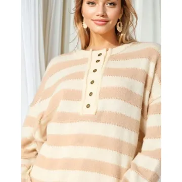 InterNos Women's Striped Pullover Sweater for All-Day Comfort