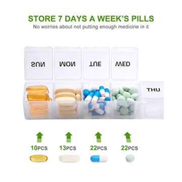 Sukuos Extra Large Weekly Pill Organizer 2 Pcs, Daily Pill Box 7 Day Pill Cases for Medicines, Vitam...