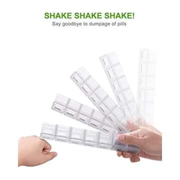 Sukuos Extra Large Weekly Pill Organizer 2 Pcs, Daily Pill Box 7 Day Pill Cases for Medicines, Vitamin, Fish Oils or Supplements, Easy to Clean