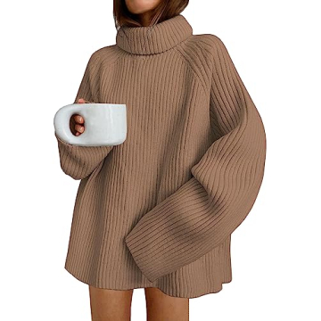 LILLUSORY Women’s Oversized Turtleneck Pullover Sweater