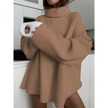 LILLUSORY Women’s Oversized Turtleneck Pullover Sweater