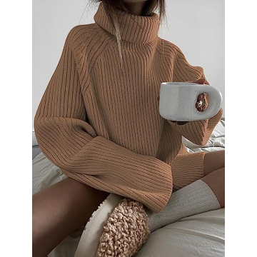 LILLUSORY Women’s Oversized Turtleneck Pullover Sweater