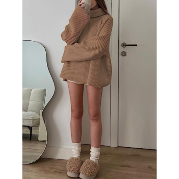 LILLUSORY Women’s Oversized Turtleneck Pullover Sweater