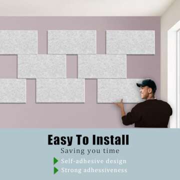 ENSEPST 6 Pack Thickened Soundproof Wall Panels ,15.75" X 31.5" X 0.47" High Density Beveled Edge Acoustic Panels , Sound Dampening Panels for Walls Bedroom Studio (Silver Grey)