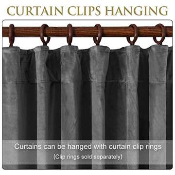 StangH Blackout Velvet Curtains 120-inch - Extra Long Elegant Velvet Insulated Drapes for High Ceiling, Full Covering Privacy Room Divider Drapery for Shared Space, Grey, W52 x L120, 2 Pcs