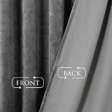 StangH Blackout Velvet Curtains 120-inch - Extra Long Elegant Velvet Insulated Drapes for High Ceiling, Full Covering Privacy Room Divider Drapery for Shared Space, Grey, W52 x L120, 2 Pcs