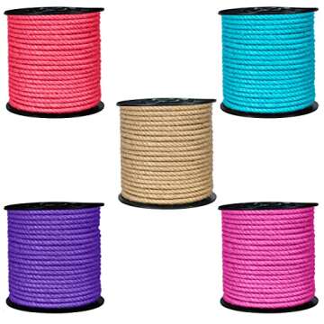 KIS Premium Natural Jute Rope 6MM 50 FT - Smell Free, Eco-Friendly Crafting & Home Decor