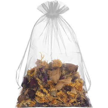 50 PCS 8x12 White Organza Bags, Jewelry Gift Bags for Party,Wedding Favor Bags with Drawstring, Festival, Makeup Favor Bags,drawstring goody bags,Penetrating Light Fruit Protection Bags