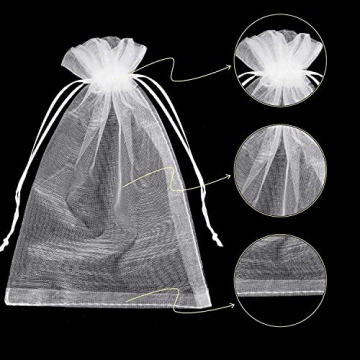 50 PCS 8x12 White Organza Bags, Jewelry Gift Bags for Party,Wedding Favor Bags with Drawstring, Festival, Makeup Favor Bags,drawstring goody bags,Penetrating Light Fruit Protection Bags