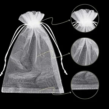 50 PCS 8x12 White Organza Bags, Jewelry Gift Bags for Party,Wedding Favor Bags with Drawstring, Festival, Makeup Favor Bags,drawstring goody bags,Penetrating Light Fruit Protection Bags