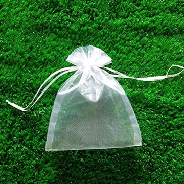 50 PCS 8x12 White Organza Bags, Jewelry Gift Bags for Party,Wedding Favor Bags with Drawstring, Festival, Makeup Favor Bags,drawstring goody bags,Penetrating Light Fruit Protection Bags