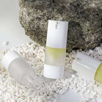 longway 0.5 Oz 15ml Airless Pump Bottles,Small Plastic Travel Vacuum Cosmetic Pump Bottles for Lotion and Cream(Pack of 6, Frosted)