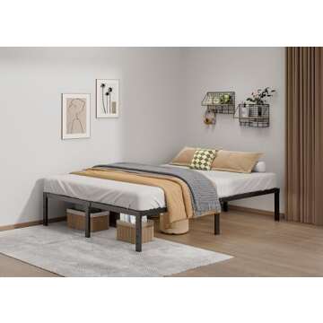 LUMUNANCE Metal Bed Frame Full Size - 14 Inch Heavy-Duty Platform with Storage