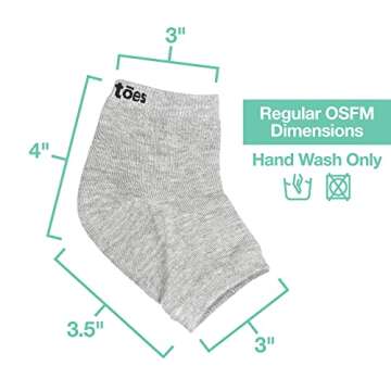 ZenToes Moisturizing Heel Socks 2 Pairs Gel Lined Toeless Spa Socks to Heal and Treat Dry, Cracked Heels While You Sleep (Regular, Gray)