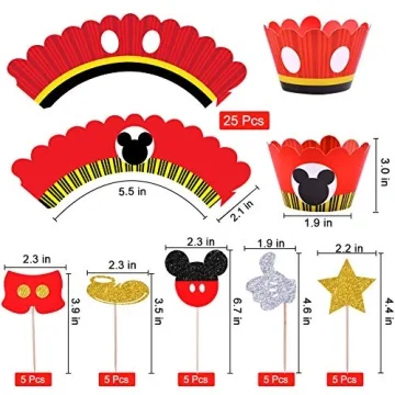 Mickey Cupcake Toppers Wrappers Perfect for Kids Parties