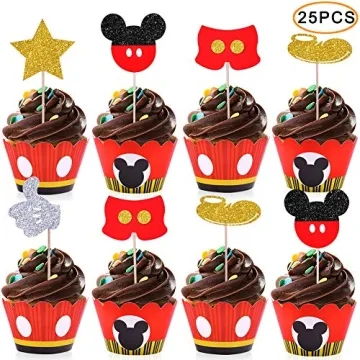Mickey Cupcake Toppers Wrappers Perfect for Kids Parties