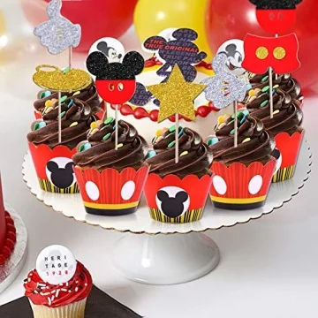 Mickey Cupcake Toppers Wrappers Perfect for Kids Parties