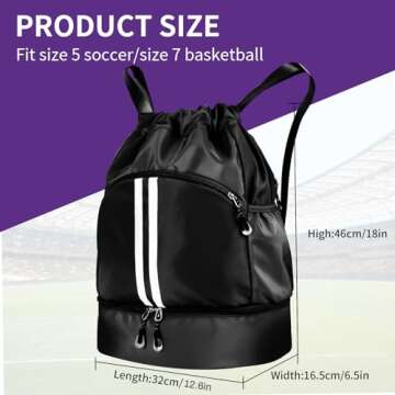lozzonkoyaa Soccer Bag with Ball Holder and Shoe Compartment