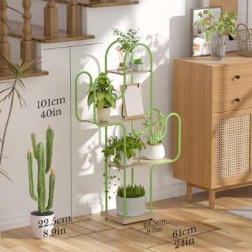 Tikea Small Cactus Plant Stand Indoor, Metal Plant Shelf for Indoor Plants Multiple, Creative Plant ...