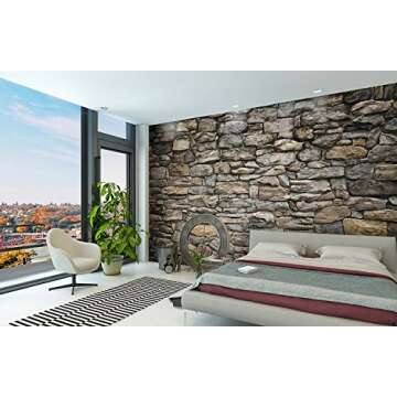 Large Photo Wallpaper – Grey Stonewall – Picture Decoration Modern Stone Pattern Wall Cladding Optic Industrial Design Masonry Image Decor Wall Mural (132.3x93.7in - 336x238cm)