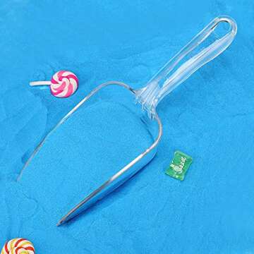 HESTYA 4 Pcs Multi Purpose Clear Scoops Plastic Candy Scoops for Candy Buffet Ice Scoop Protein Powders, Ice Cream, Coffee, Tea Jar (9.25 Inch)